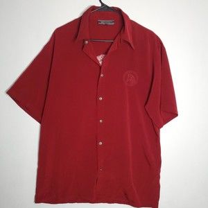 Daniali Mens Size L Red Short Sleeve Button Up Shirt Horse Embroidered Rodeo